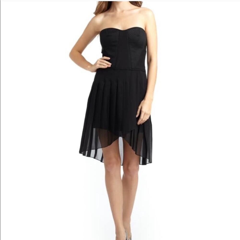 BCBGMAXAZRIA Strapless April Corset Black Silk High-Low Dress